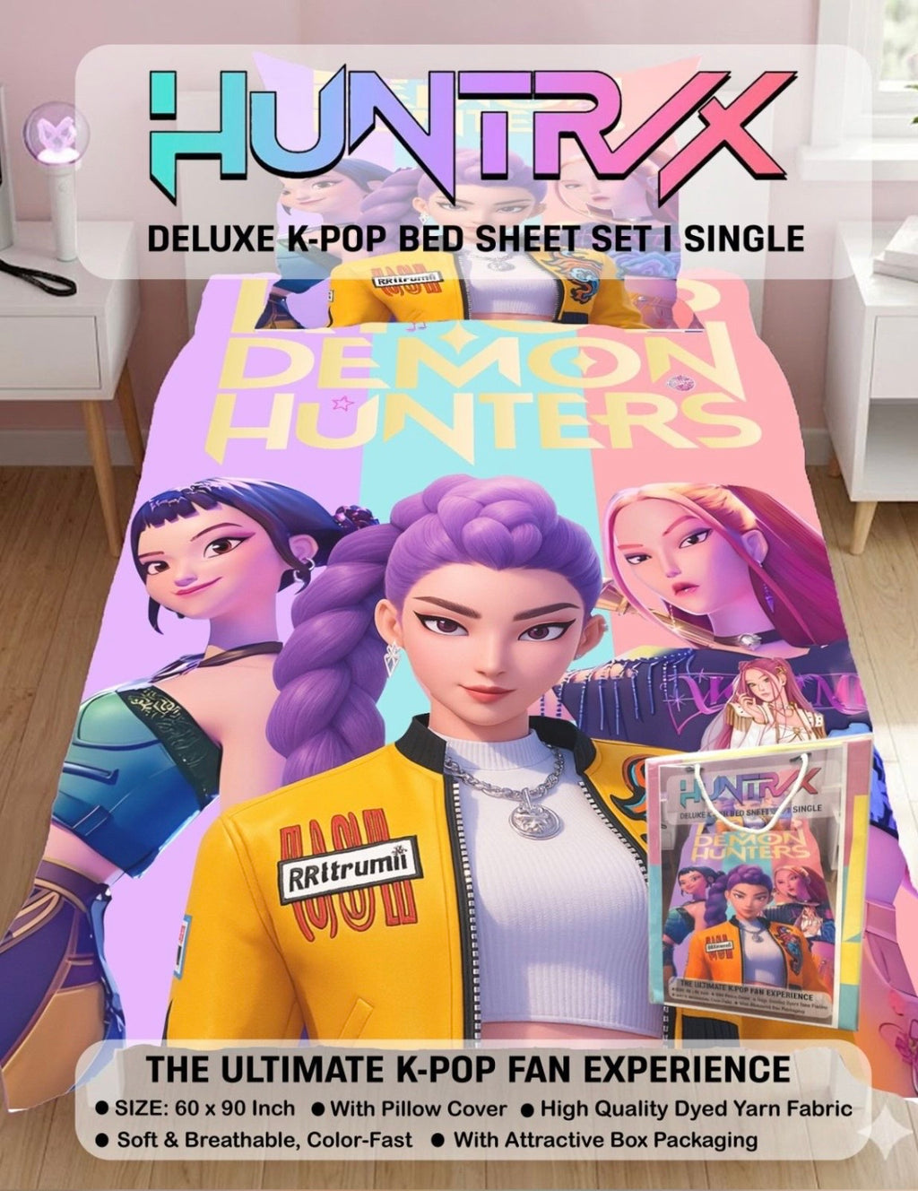 K pop demon hunters single bed sheet