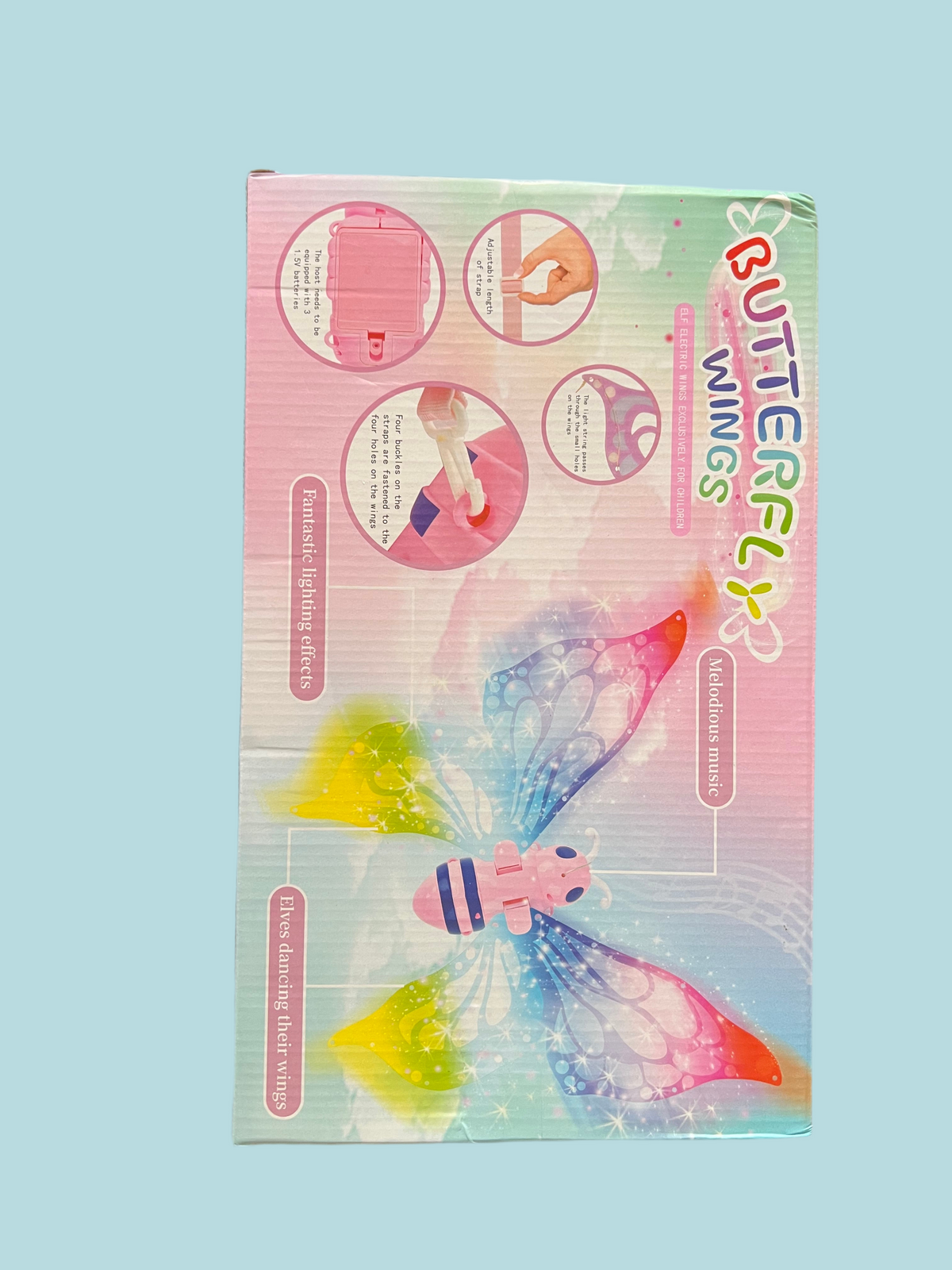 Rechargeable butterfly wings with belt and led light