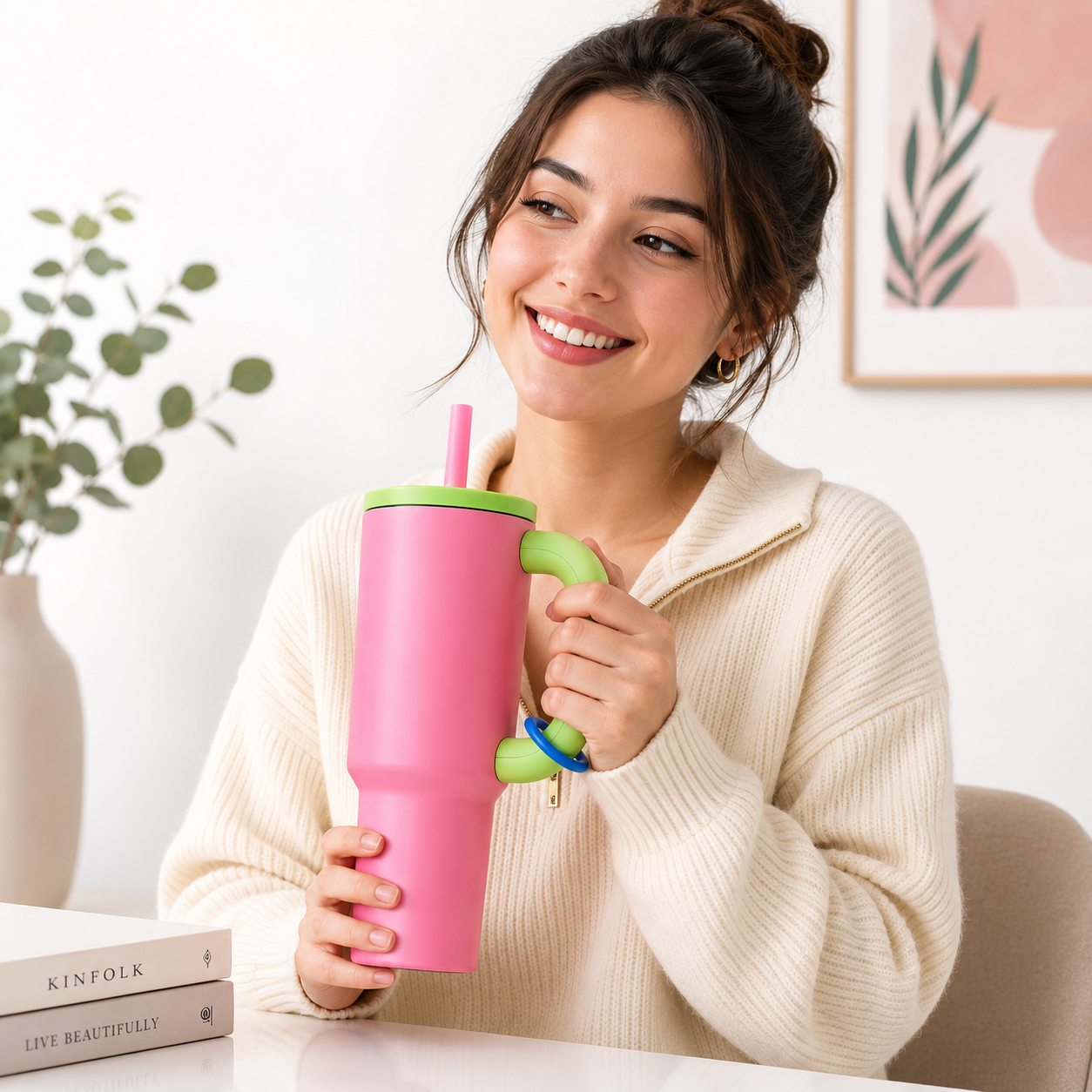 ChakoLab 1200ML Insulated Stainless Steel Tumbler with Handle & Straw | Leakproof Large Coffee Mug | BPA Free Travel Cup for Hot & Cold Drinks | Reusable Water Bottle for Office, Gym & Travel