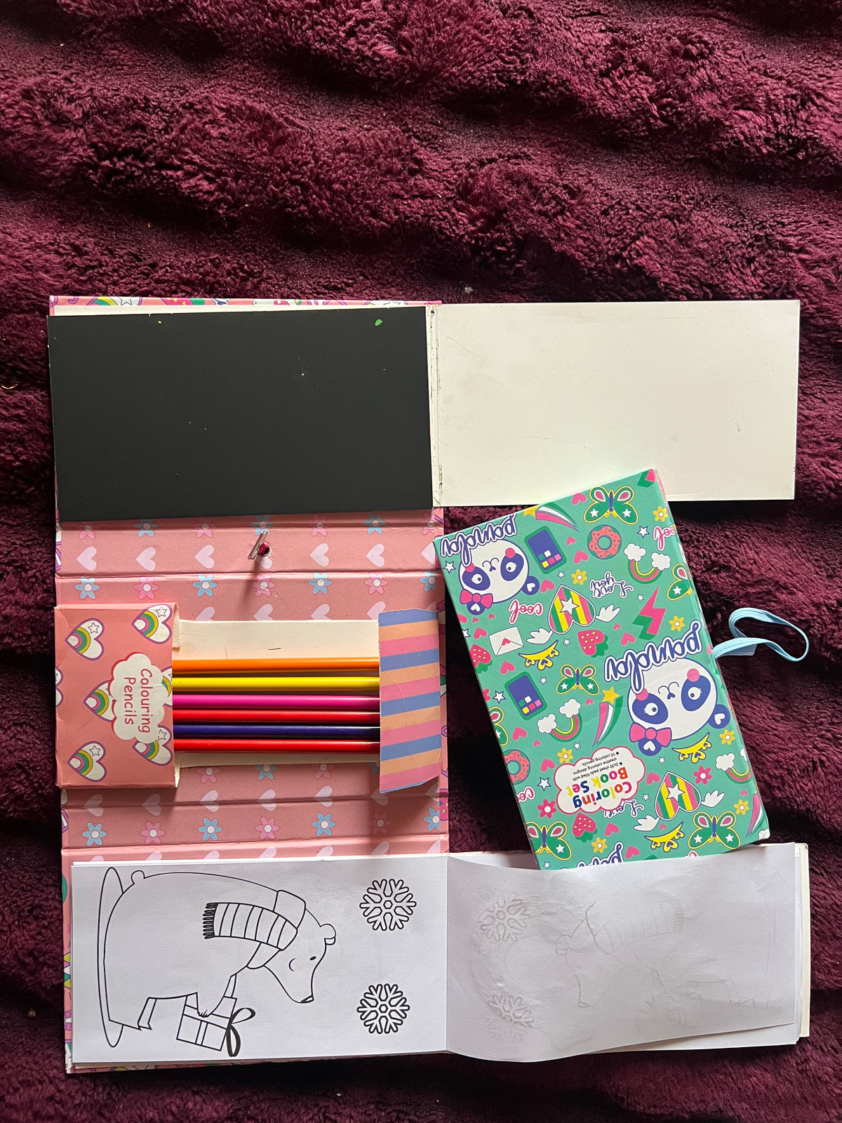 Colouring book, scratch book with pencil colours