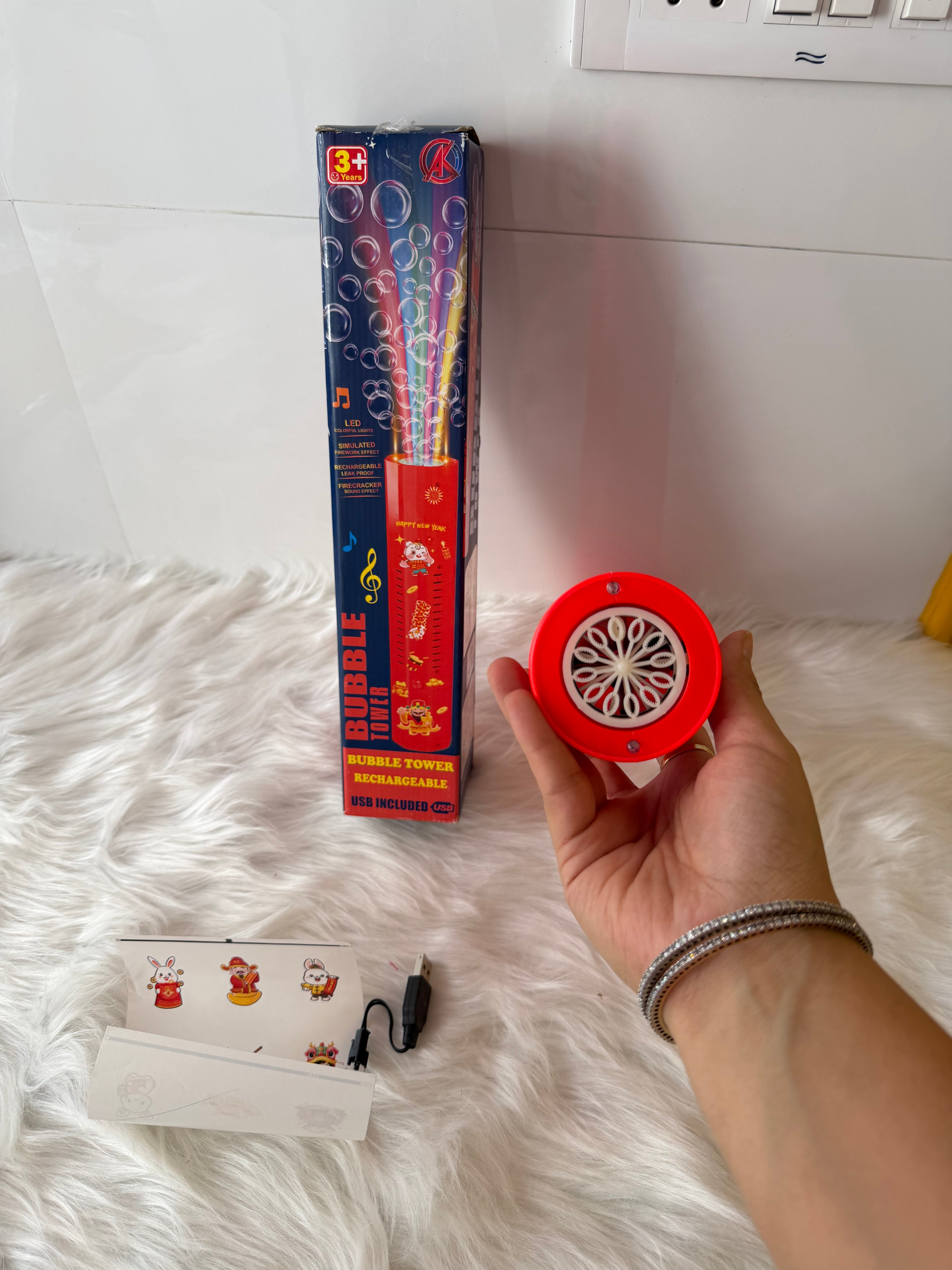 Tower light and sound bubble gun