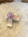 Hand fan with mobile holder