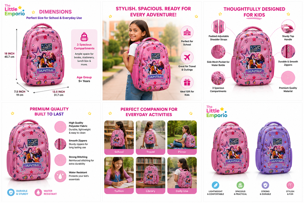 K pop demon hunters 18 inch school bag