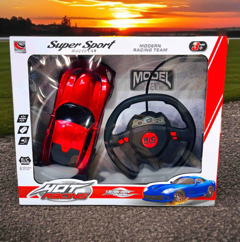 Racing car with steering wheel remote