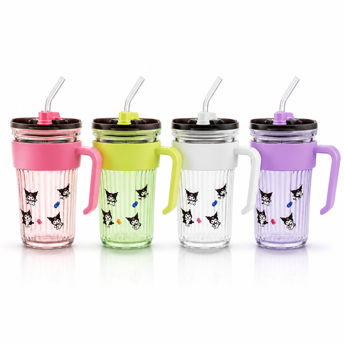 Premium Glass Tumbler with Handle & Straw | 550ML Reusable Drinking Cup | Stylish Leakproof Glass Mug for Juice, Iced Coffee, Smoothies & Daily Hydration
