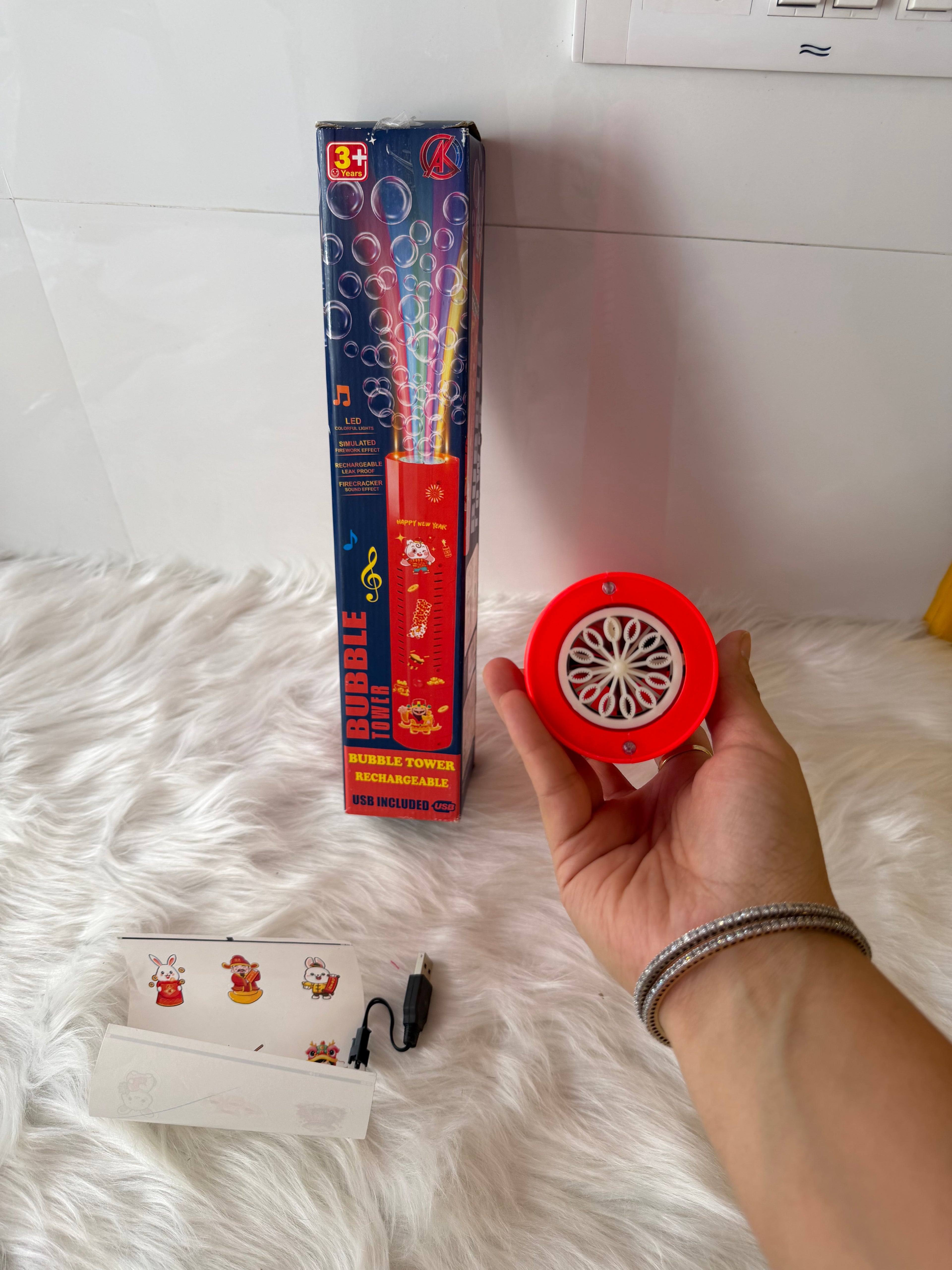 Tower light and sound bubble gun