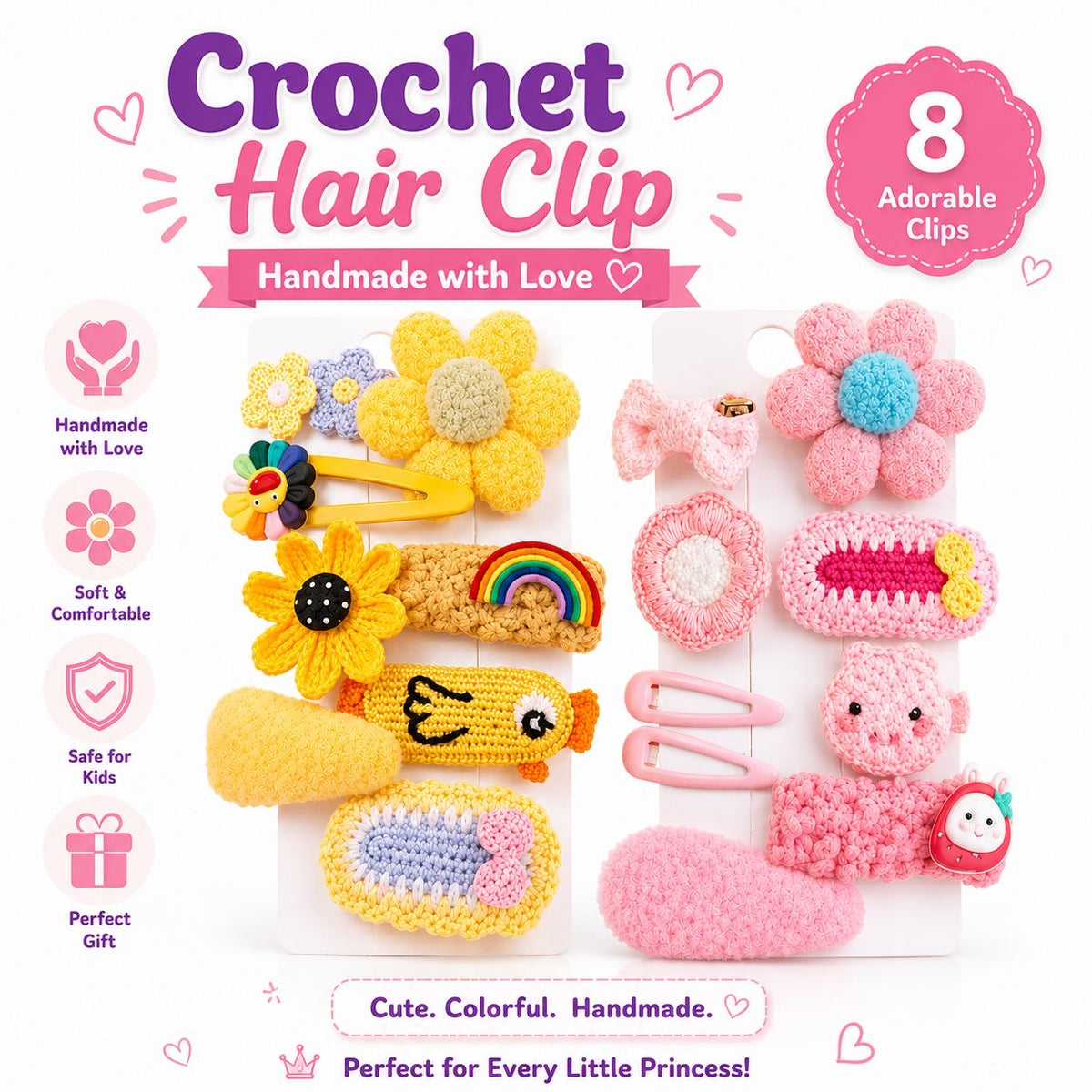 Crochet hair clips